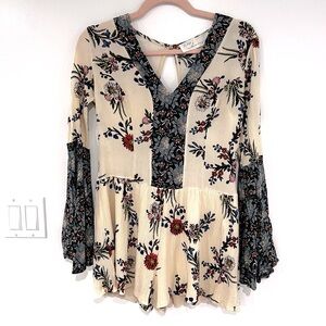Vintage Havana Floral Romper Long Sleeves Women’s Sz M